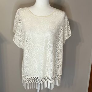 Chico size 3 light cream colored lace top with beautiful tassels at bottom